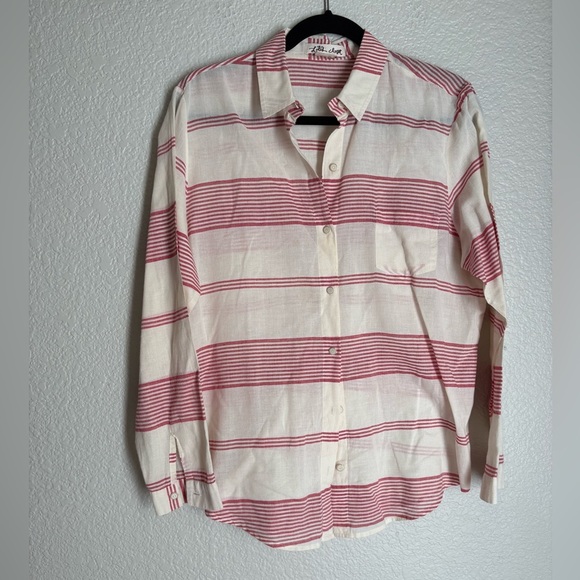 Lilly’s Closet Cotton Pink Stripe Long Sleeve Button Down Medium - Picture 1 of 6